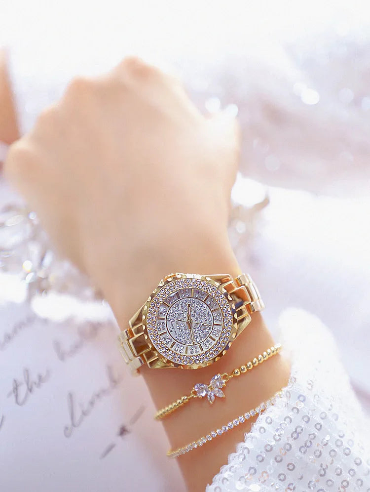 Orologi eleganti da donna con bracciale in oro 2025 Orologi da polso da donna di lusso delle migliori marche per orologio femminile Moda elegante in acciaio pieno