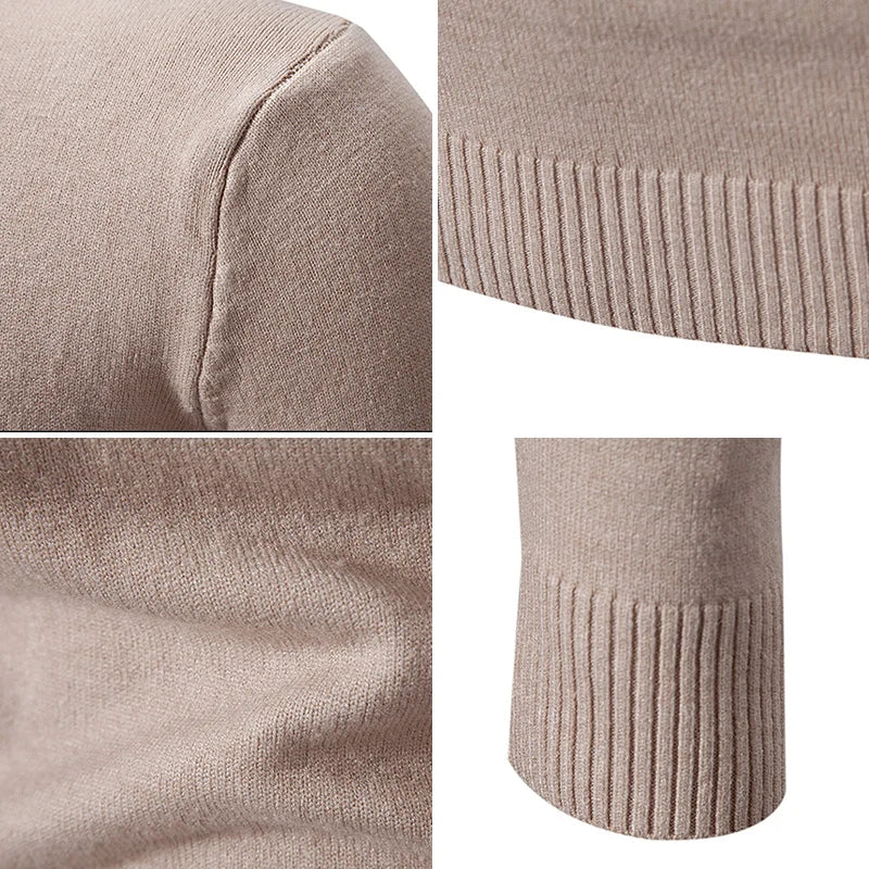 Autunno nuovo maglione da uomo mezzo collo alto basic tinta unita casual versatile girocollo lavorato a maglia con maglione elastico slim fit all'interno