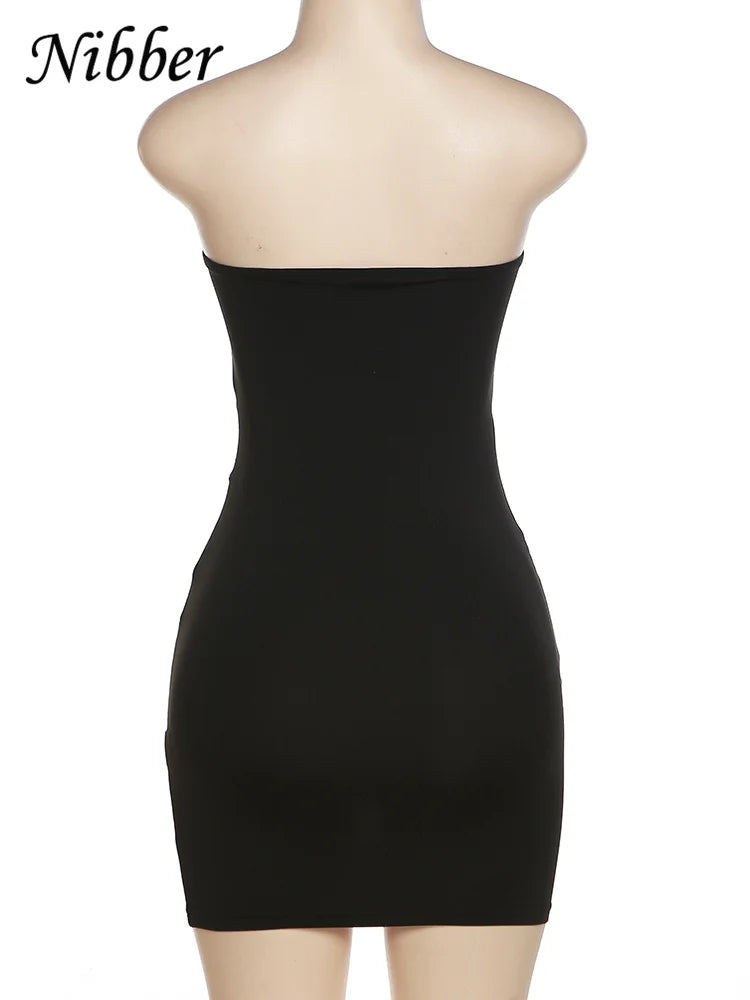 Nibber See think Mesh Patchwork Mini Dress Bandage Wrapped Chest Women Sexy Hip Wraps abiti Female Partywear Colthing