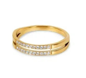 Anello minimalista con cuore d'amore in acciaio inossidabile per donna Anelli con zirconi intarsiati Gioielli di moda romantici impermeabili color oro