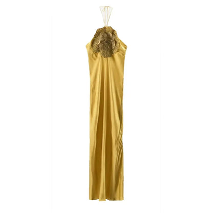 Elegante abito floreale 3d da donna sexy slim fit scollo all'americana senza maniche abiti da sera senza schienale 2025 abiti da donna per feste estive
