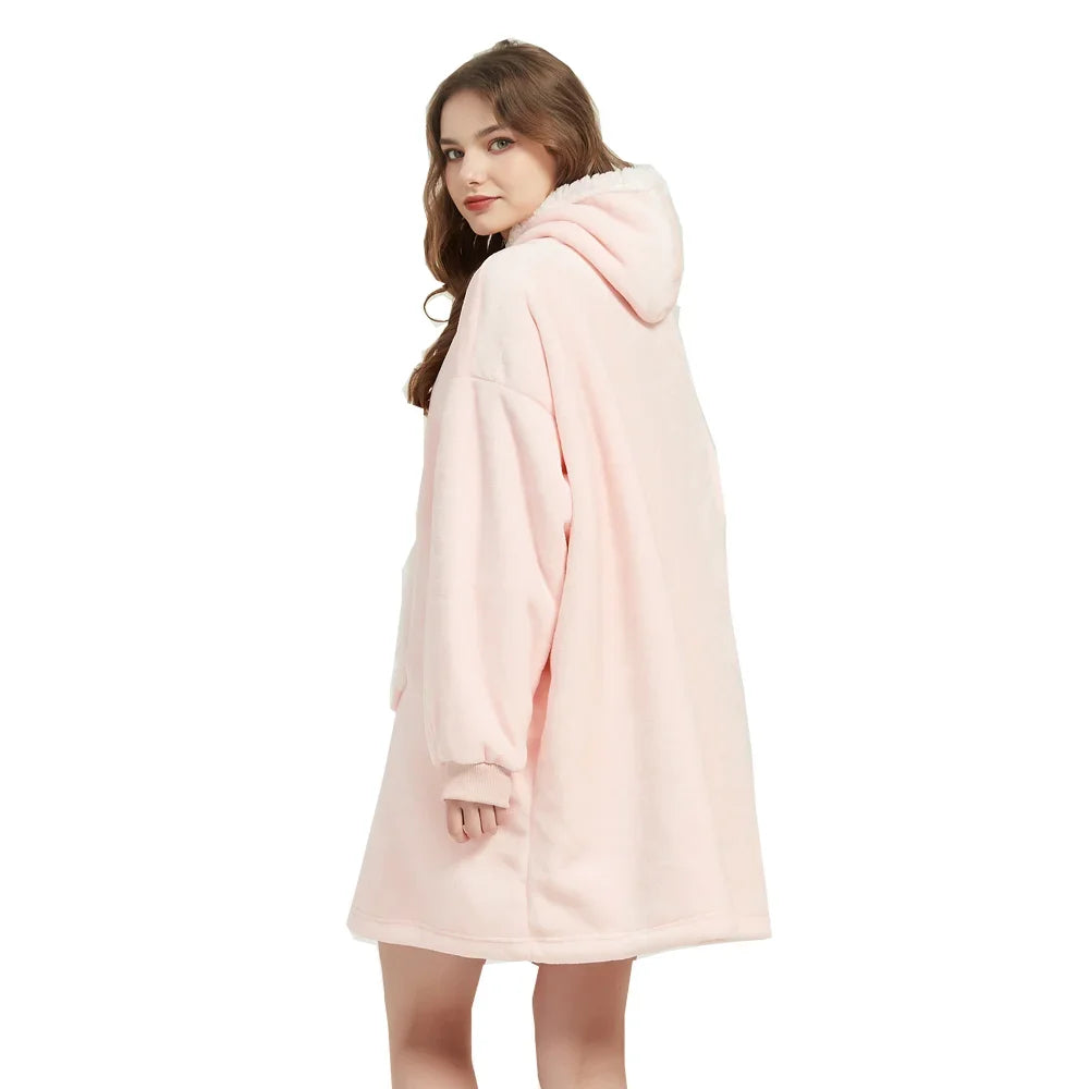Coperte indossabili invernali Coperta morbida e calda Felpa con cappuccio Donna Uomo Pullover Coperte TV giganti oversize in pile