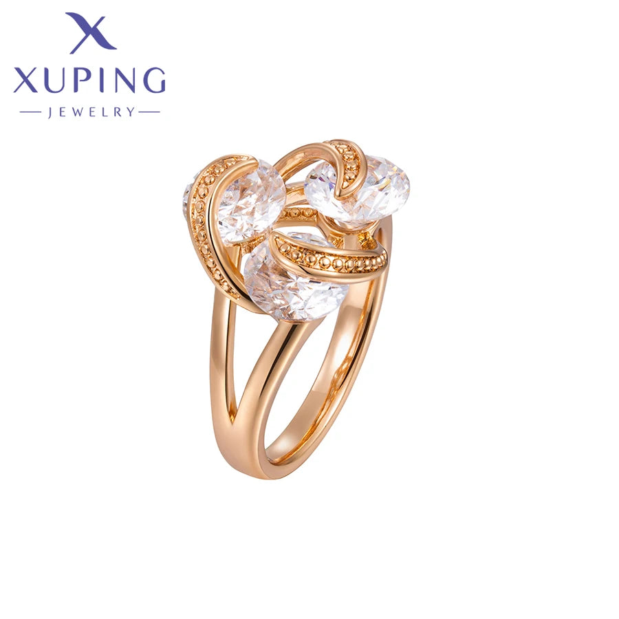 Xuping Jewelry Bagues tendance à la mode avec pierres pour femmes, plaqué or, cadeau X00096881