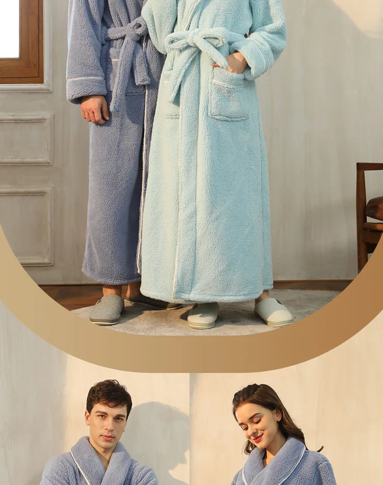 Autunno inverno caldo accappatoio abito casa vestiti addensare Coral Fleece coppia pigiameria abito lungo flanella allentata abbigliamento da salotto femminile