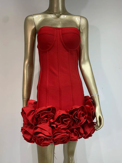 Estate nuovo 2024 donne sexy senza spalline allacciato mini fasciatura vestito aderente celebrità elegante compleanno mini abito da sera da sera