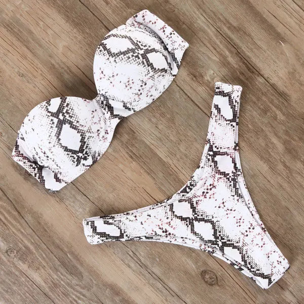 Bandeau Bikini Swimwear Women Swimsuit Sexy Thong Ruffle Bikini Set Push Up Bathing Suit Female Brazilian Leopard Swimsuit 2026