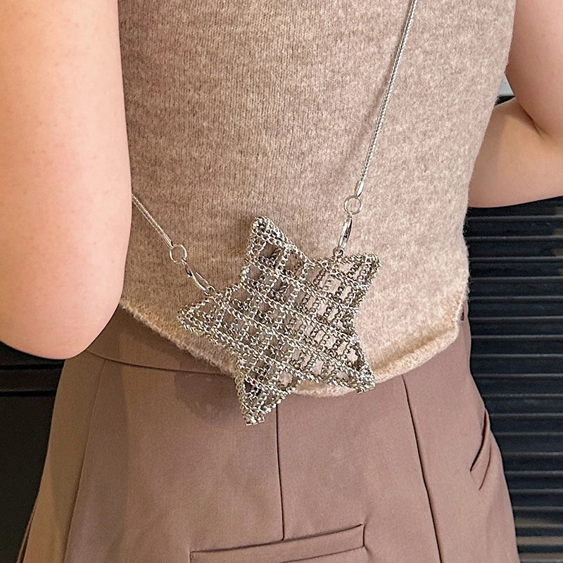 Borsa rossa con bocca in metallo moda per donna borse a tracolla in oro di alta qualità Designer borsa a tracolla scavata borsa da pranzo carina