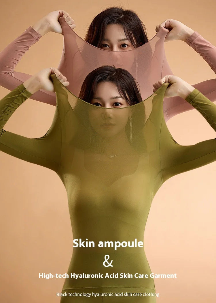 Intimo termico invernale da donna Senza cuciture Tinta unita Alta elasticità Top ultrasottile Manica lunga Sottile Traspirante Mantieni la lingerie calda
