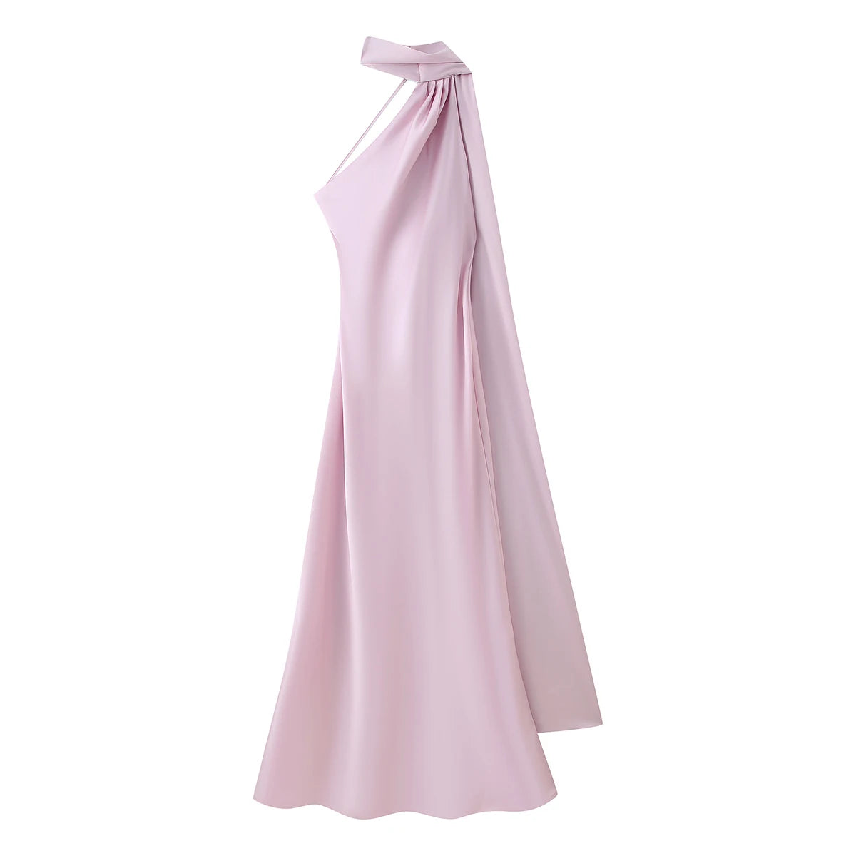 Elegante Abito Lungo da Festa in Raso con Nastro, Vestito Femminile Senza Maniche con Schiena Scoperta, Abiti Chic da Sera Primavera-Estate 2026