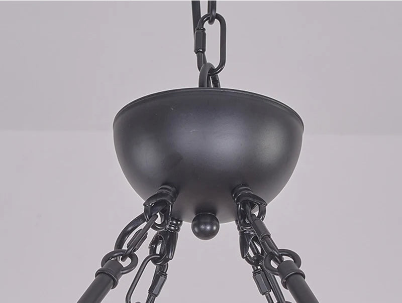 American Wagon Wheel Chandelier light Retro Industrial Candle Large Hanging lamp For Cafe Restaurant Bar Round Ceiling Lamp