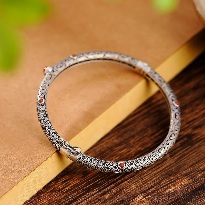 Copper Bracelet for Women Vintage Ethnic Openwork Bangle Exquisite Retro Court Classic Party Jewelry Gift Festival Accessories