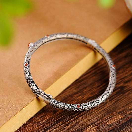 Bracelet en cuivre pour femmes, jonc ajouré ethnique vintage, bijou de fête classique exquis de cour rétro, cadeau, accessoires de festival