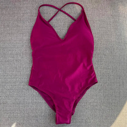 Sexy Padded One Piece Swimsuit Women Swimwear Solid Bathing Suit Monokini Swimming Suit Summer Beachwear maillot de bain femme