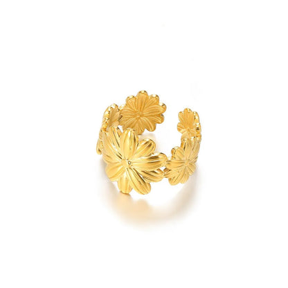 Anelli con fiori grandi esagerati in acciaio inossidabile per le donne Anello da dito con girasole color oro Regalo di gioielli estetici di moda femminile