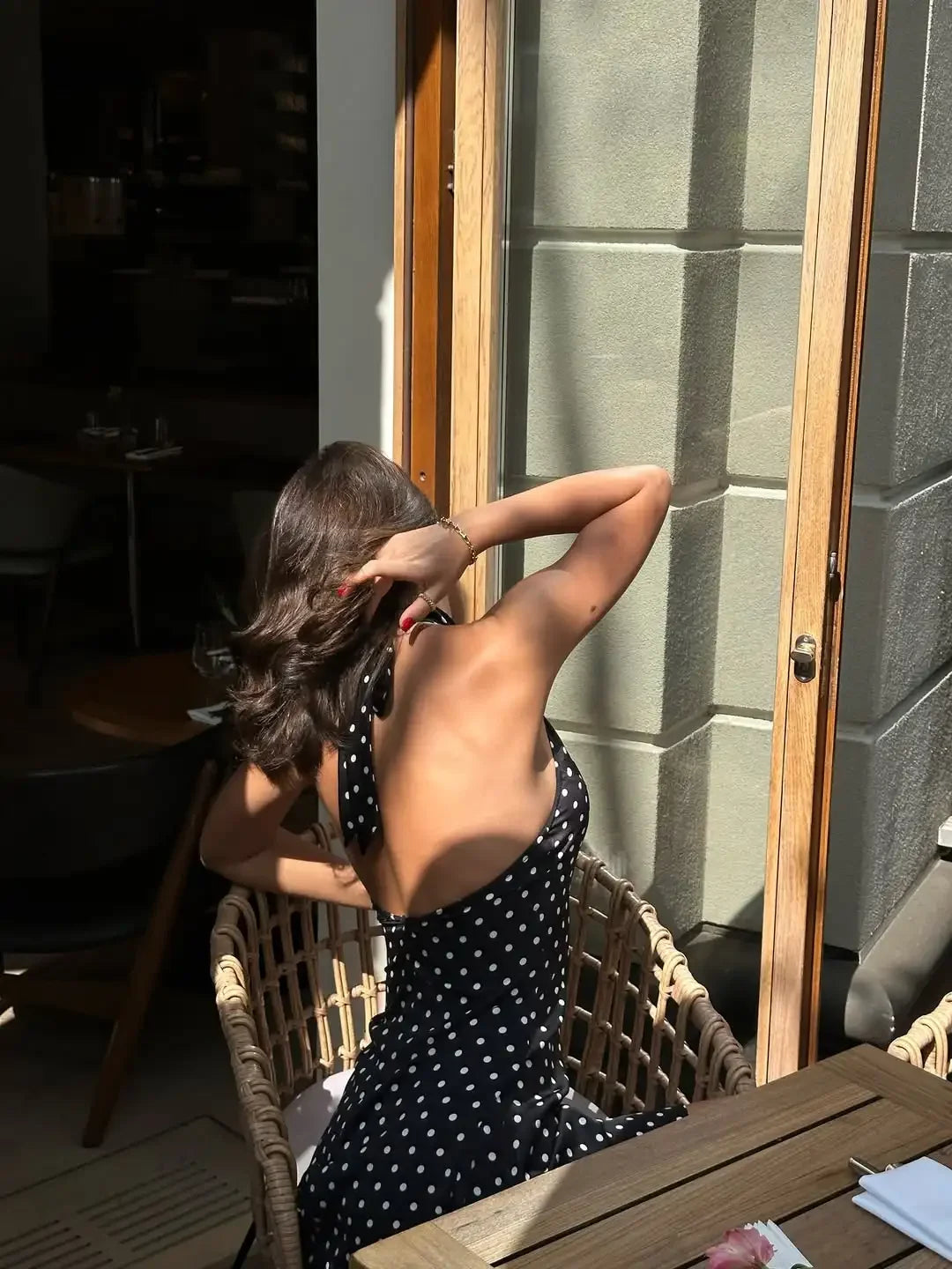 Tuularose Abito a pois alla moda Abito vintage a vita alta senza maniche con scollo senza schienale Abito con lacci Abiti da donna di lusso per feste sexy Y2k