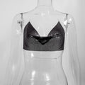 Sexy Estate Con Paillettes In Metallo Crop Magliette E Camicette Bretelle Halter Backless Night Club Canotta 2024 Nuove Donne Abbigliamento Moda Y2k Magliette E Camicette