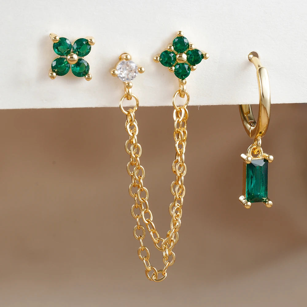 3 pezzi squisiti orecchini in acciaio inossidabile con 12 costellazioni di pietre portafortuna set per orecchini penetranti della cartilagine da donna gioielli di moda