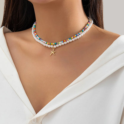 2023 tendenza elegante gioielli da sposa grande collana di perle per le donne moda imitazione perla verde rosa pietra di colore collana girocollo