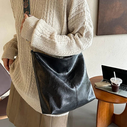 Borsa a tracolla larga con tracolla geometrica Borse a tracolla di grande capacità per donna, borsa da donna retrò in pelle PU per lo shopping e i viaggi