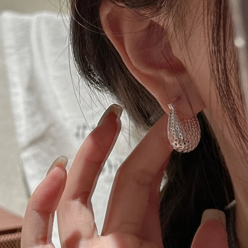 Orecchini vintage in argento sterling 925 per le donne Alla moda semplice grande web orecchino gioielli Prevenire l'allergia Accessori per feste