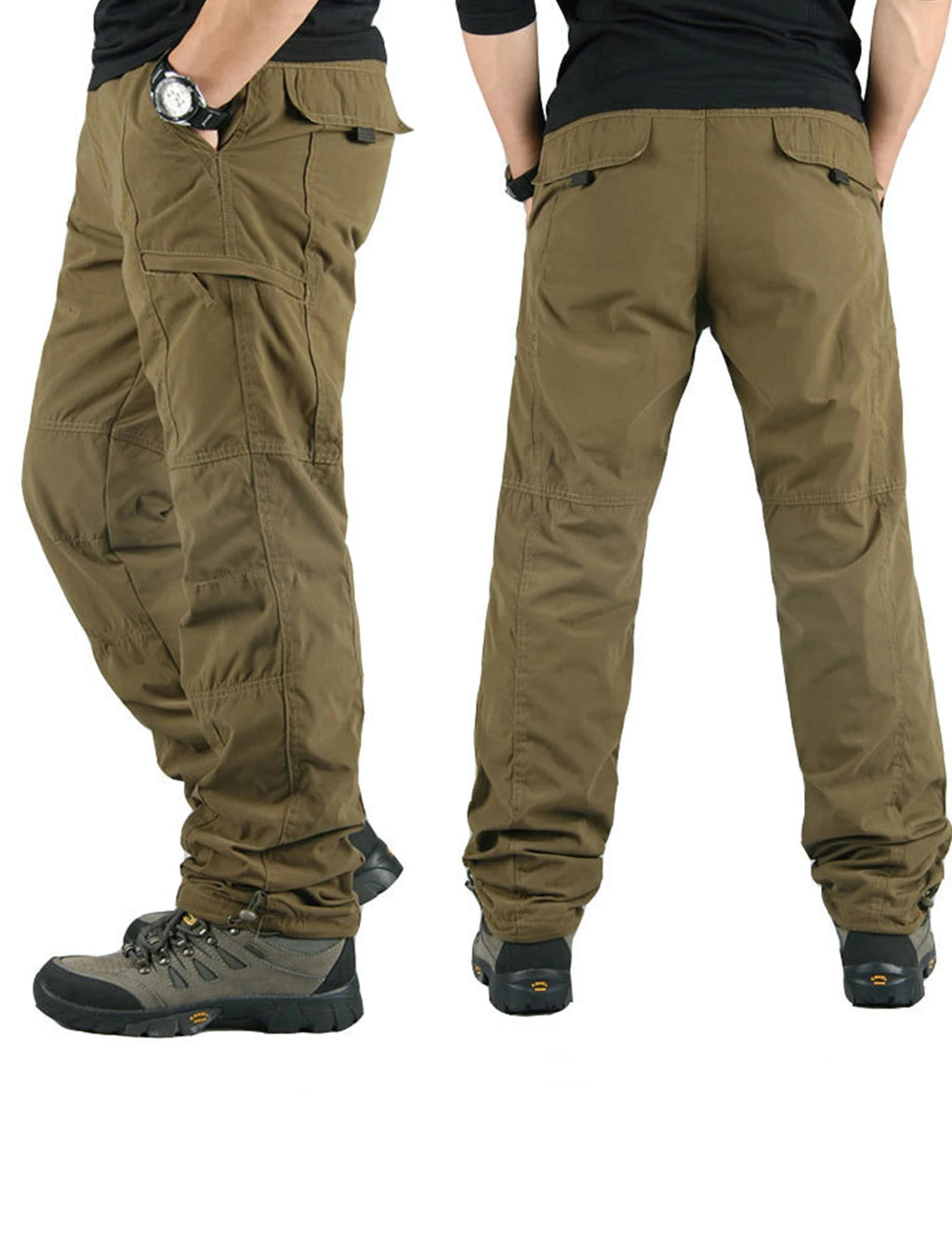 Shapershark Pantaloni da lavoro foderati in pile da uomo per l'autunno/inverno Pantaloni foderati in cotone caldo Pantaloni sportivi tinta unita Design multitasche