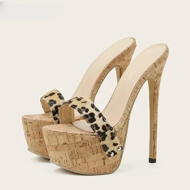 Aneikeh Pantofole con ciabatte ultra alte con piattaforma sexy Bling Scivoli in PU Scarpe da donna di nuova moda per adulti Estate Roma Classici a pois
