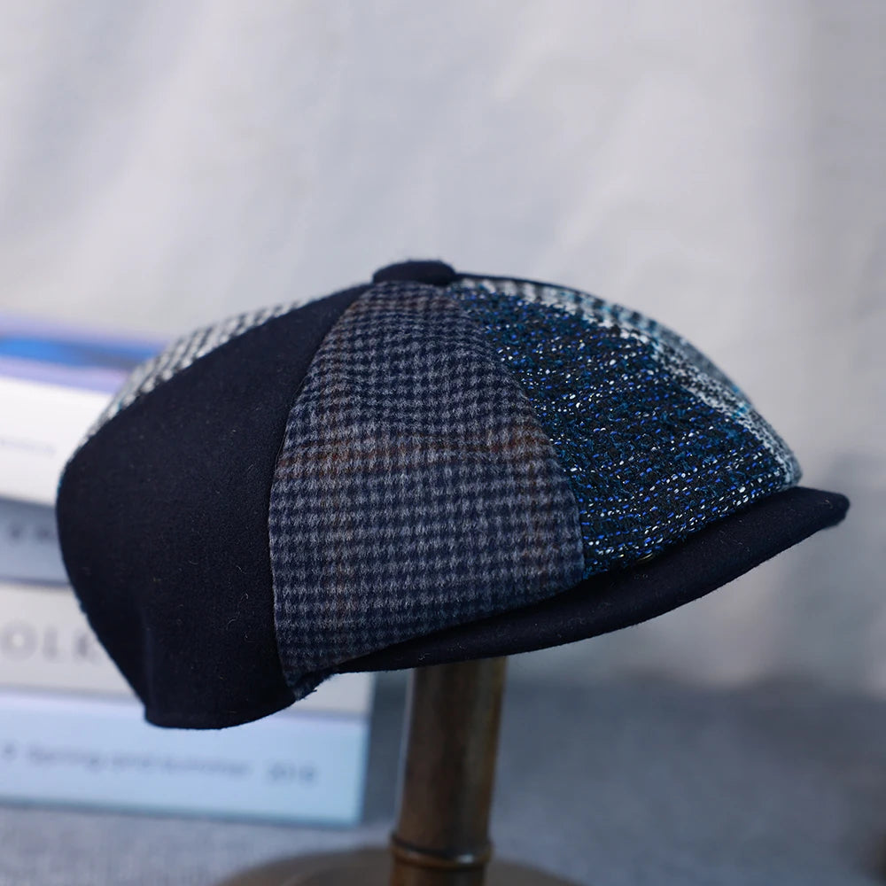 Primavera Autunno Inverno Uomo Classico Splicing Cappelli Ottagonali Retro British Newsboy Cap Gatsby Donna Uomo Berretti Berretto 005
