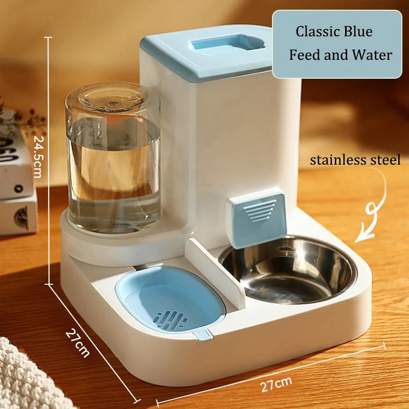 Distributore Automatico di Cibo e Acqua per Cani e Gatti, Set con Ciotola Universale per Animali Domestici