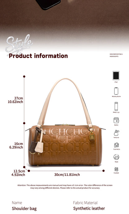 CH Borsa Boston da donna Autunno Inverno Nuova collezione Borse a tracolla con texture design a lettera