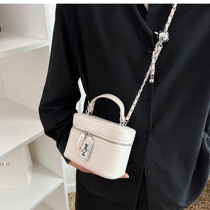 Borse Quadrate da Donna Estate 2026, Borse a Tracolla con Catene alla Moda, Borsa a Spalla in PU Texturizzato, Elegante Mini Borsa Chic per Cellulare