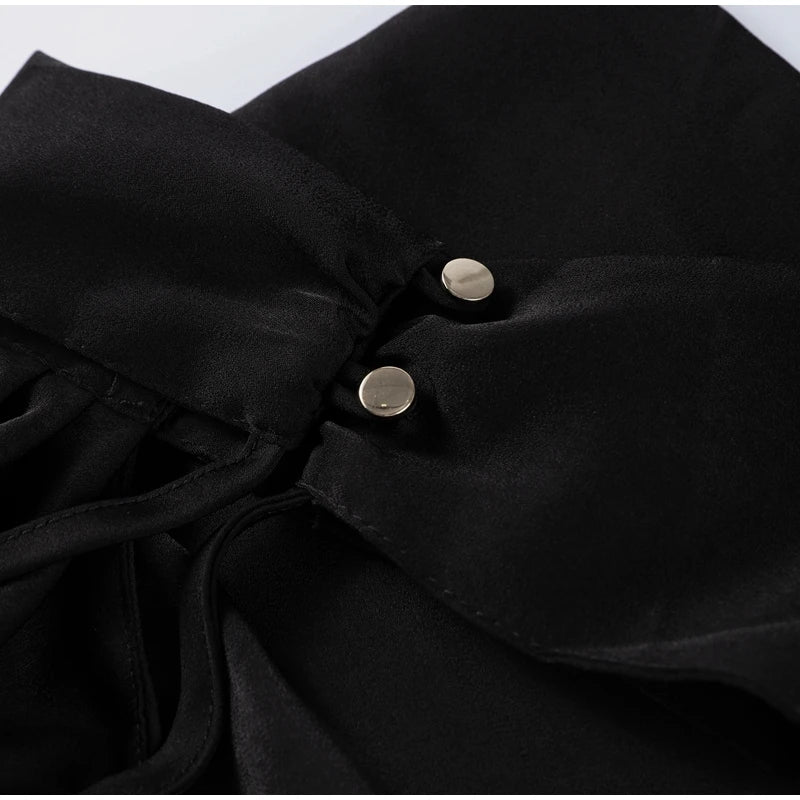 Elegante Abito Lungo da Festa in Raso con Nastro, Vestito Femminile Senza Maniche con Schiena Scoperta, Abiti Chic da Sera Primavera-Estate 2026