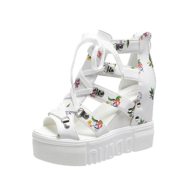 Women Shoes 2025 Summer Sandals 12cm Wedge Platform Open Toe Sandals Woman Rome High Heels Casual Shoes Lady Female Sandalias