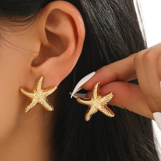 Boucles d'oreilles étoile de mer tendance pour femmes, idéales pour les vacances d'été et les fêtes sur la plage, bijoux personnalisés pour femme.