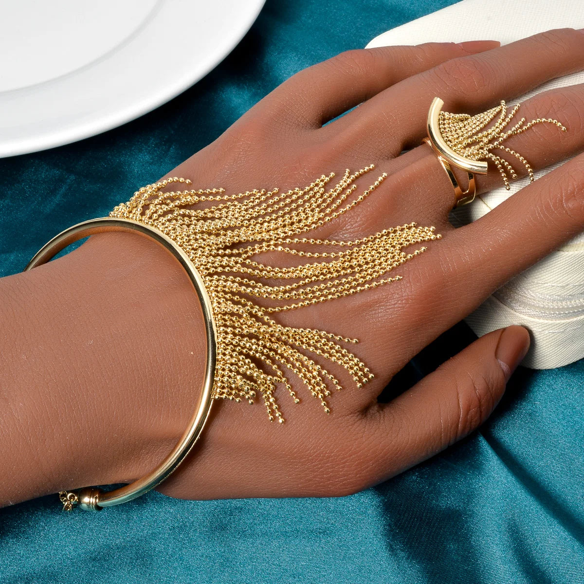 Ensemble de bijoux quatre pièces pour femme, pendentif gland perlé en forme de Y, rétro géométrique, élégant collier pour banquets
