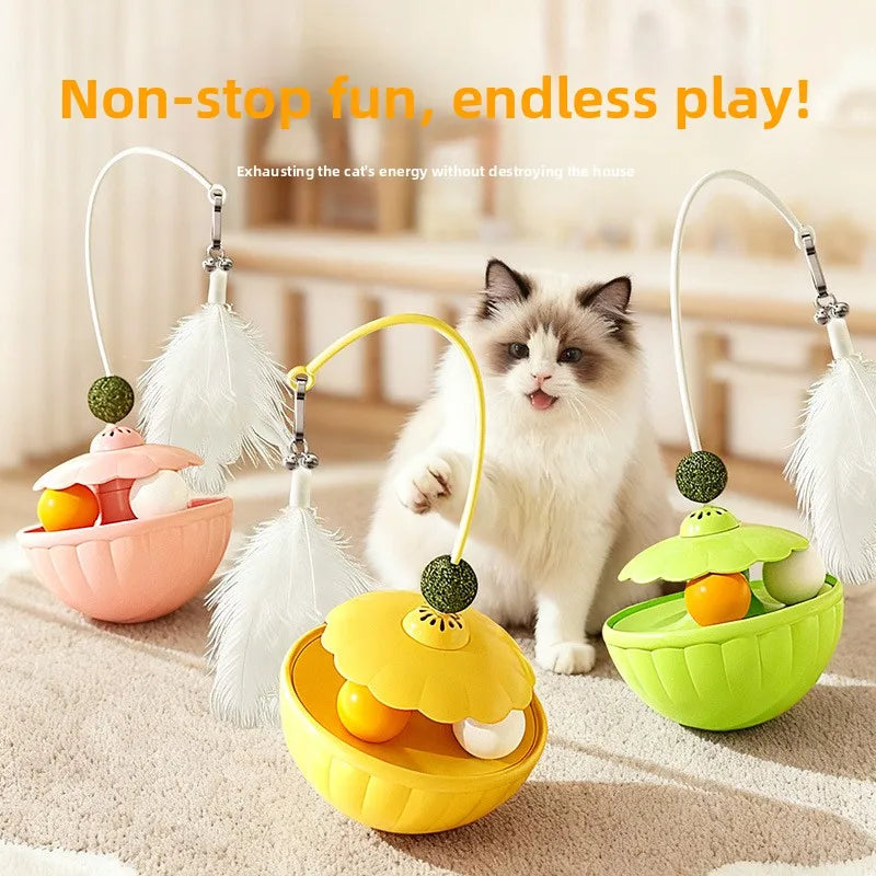 Giocattoli per Gatti: Bastone Teaser con Piuma Rimovibile e Pallina al Peppermint, Accessori per Animali Domestici