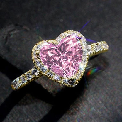 Anelli di fidanzamento classici a forma di cuore color argento per le donne Bianco Rosso CZ Pietra intarsiata Gioielli di moda Regalo per la festa nuziale
