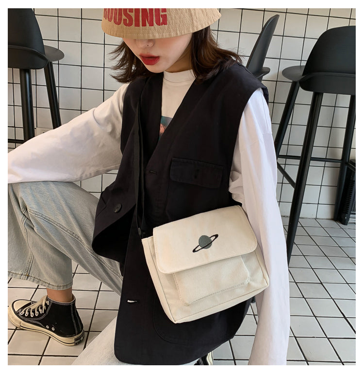 Borsa a tracolla per studenti con collage casual Borsa piccola da donna Borsa a tracolla in tela per donna Borse a tracolla con stampa Bolsas Sac