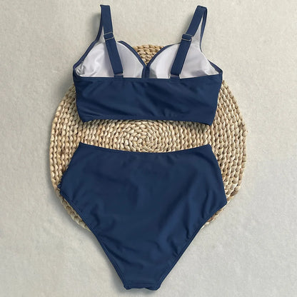 swimsuit ladies Women's High Waist  Bikini Sets Sporty Two Piece Swimsuits Solid Colors High Cut Bathing Suits Women Bikini Sets
