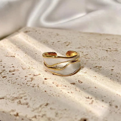 Anelli aperti a doppio gocciolamento di olio color oro retrò per le donne Anello da dito regolabile irregolare di lusso 2023 Nuovi gioielli da sposa alla moda