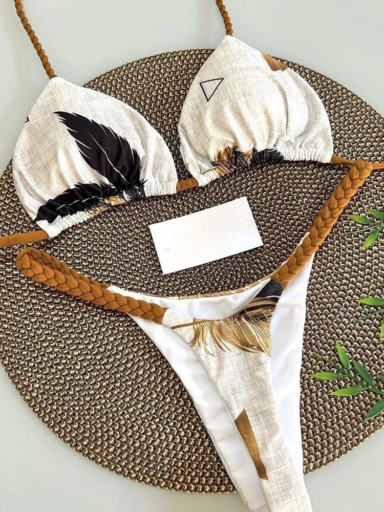 RUOTONGSEPT Bademode Damen Leopard Print Brazilian Bikini Set Sexy Tanga Badeanzug Zweiteiler Damen 2023 Strandmode