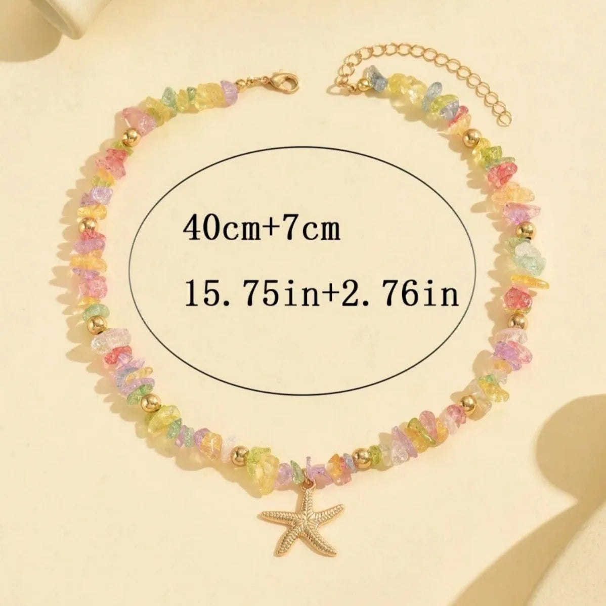 Collana con ciondolo stella marina con perline di riso bohémien per donna, fatta a mano, perla d'imitazione, girocollo con perline colorate, gioielli da spiaggia estiva