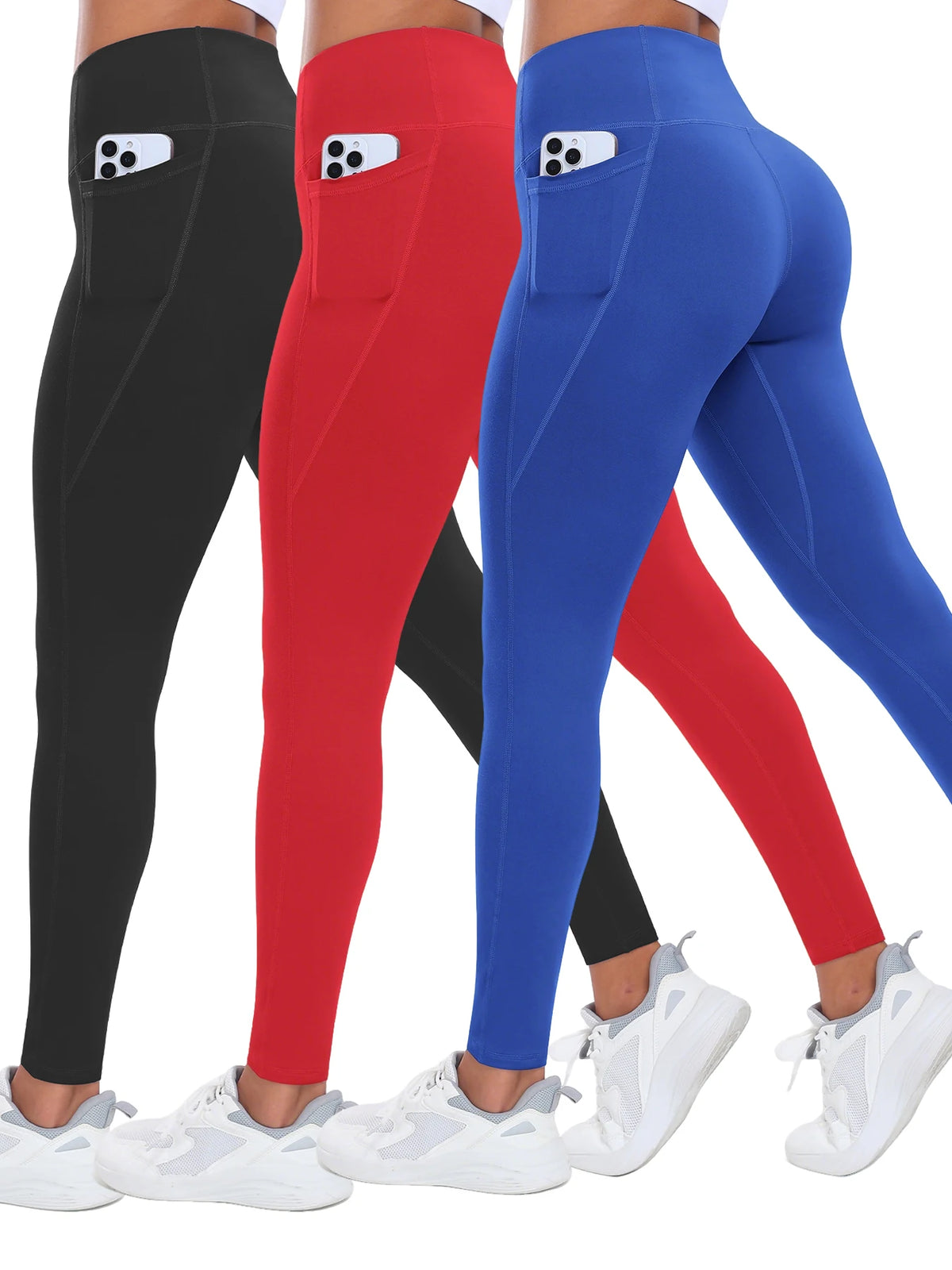 Leggings Sportivi da Donna con Tasche, Effetto Push-Up, Controllo Pancia, Vita Alta, Abbigliamento da Palestra