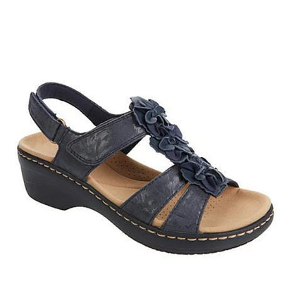 Nuovi Sandali Estivi 2026 da Donna con Zeppa Floreale, Scarpe Ortopediche Retrò Stile Romano, Comode e Casual con Punta Aperta