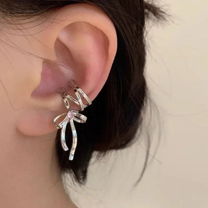 Orecchini con polsino dell'orecchio della farfalla rosa per le donne ragazze Fashion Bowknot No Piercing Clip orecchino Piercing finto Clip di balletto su gioielli