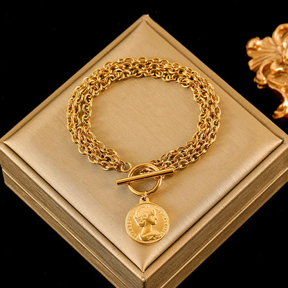 EILIECK Bracciale con ciondolo stella marina luna stella color oro in acciaio inossidabile 316L per le donne Nuovo regalo di gioielli con catena da polso alla moda