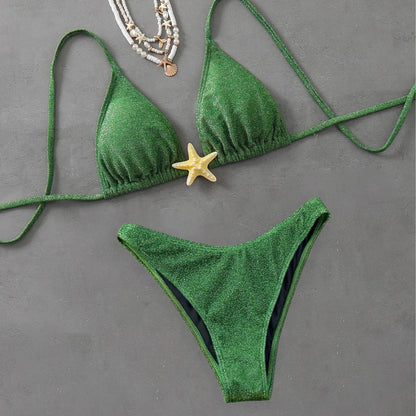 Sommer neuer Schnür-Seestern-Accessoires-Bikini, sexy Strand-Split-Badeanzug