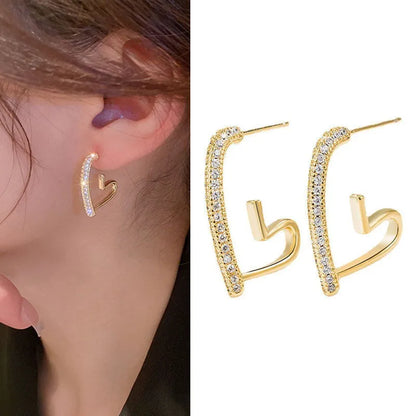 Orecchini in argento 925 con ago in argento moda coreana con cuore di cristallo per gioielli da donna 2025 Trending Nuovi orecchini a cerchio da donna di lusso Brincos