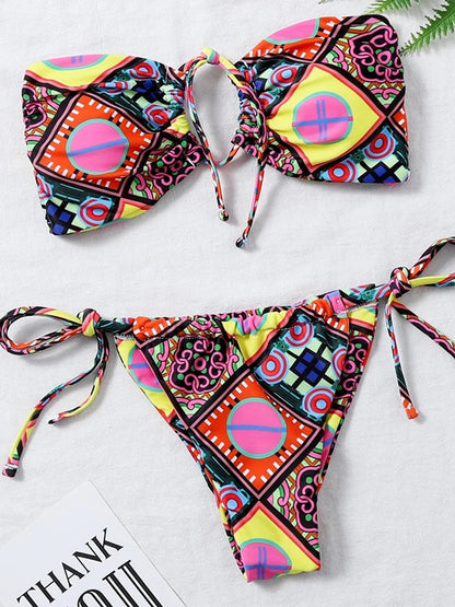 Sexy Bikini 2026 Bandeau Swimsuit Female Swimwear Women Mini Thong Bikinis Set Bather Swimming Beachwear for Woman Bathing Suit