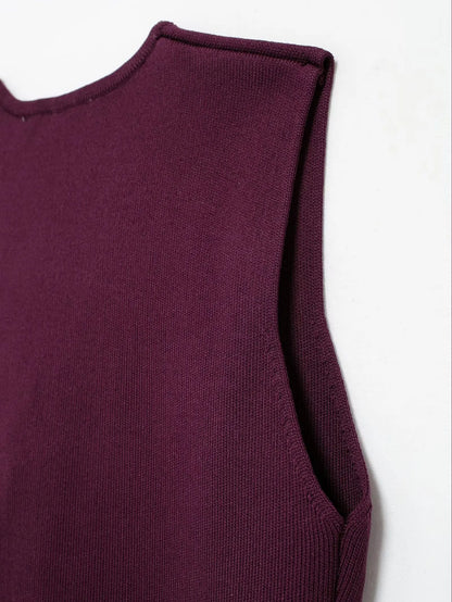 HH Set di gonne lavorate a maglia eleganti femminili 2024 Scollo a V con bottoni Canottiera + Gonna a pieghe patchwork a-line Abito solido alla moda