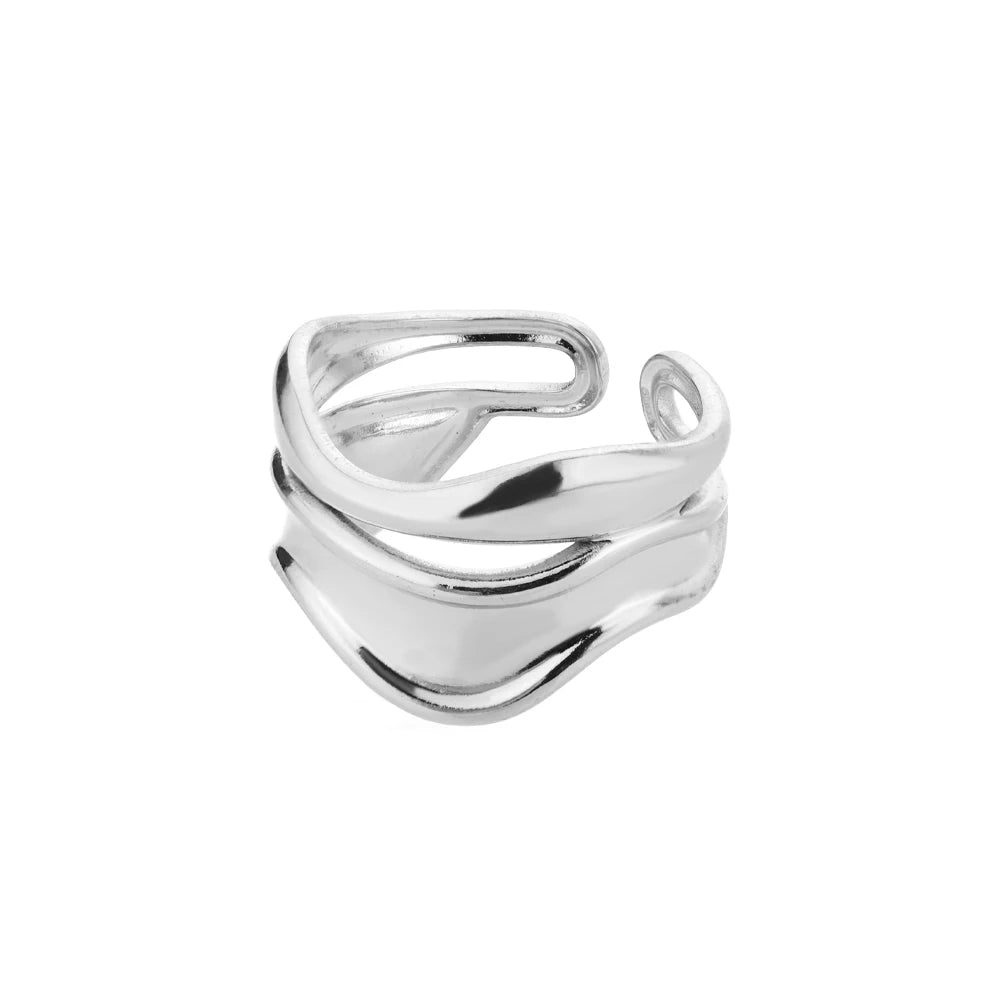 Anelli in acciaio inossidabile per donna Anello aperto impermeabile color oro Anello per coppia di nozze Regali di gioielli Articoli di spedizione gratuiti Anelli